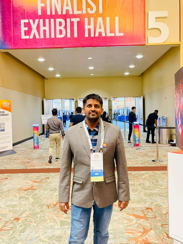 Chandrashekhar Medicherla at Regeneron ISEF 2026 Finalist Exhibit Hall, Phoenix Arizona